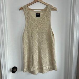 Abercrombie & Fitch Cream Crochet‎ Knit Mini Dress Swim Cover, Size Medium